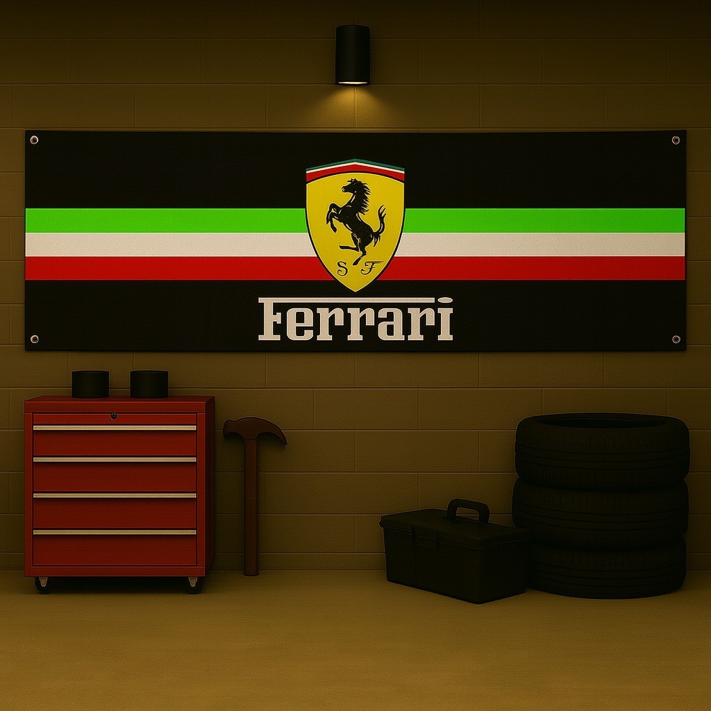 Italian Stallion Racing Shield Banner – 71x24" Garage or Workshop Display gallery