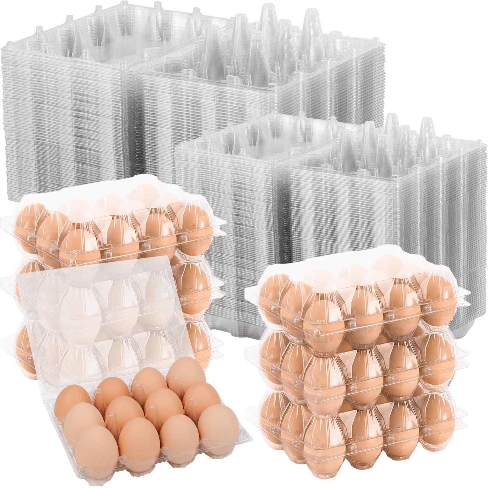 100 Pack Clear Plastic Egg Cartons, Reusable Stackable Egg Containers for Far... gallery