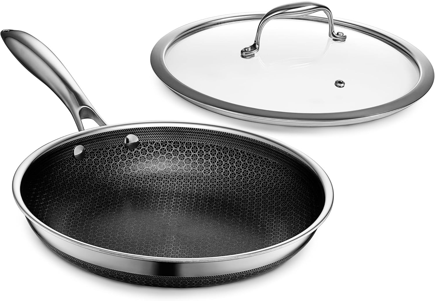HexClad Hybrid Nonstick 10-Inch Frying Pan with Tempered Glass Lid - $169 MSRP gallery