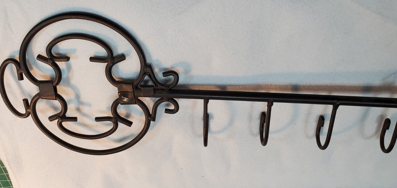 Wall Mounted Rustic Metal Key Holder Brown/Black 4 hooks 20" X 6.5" gallery