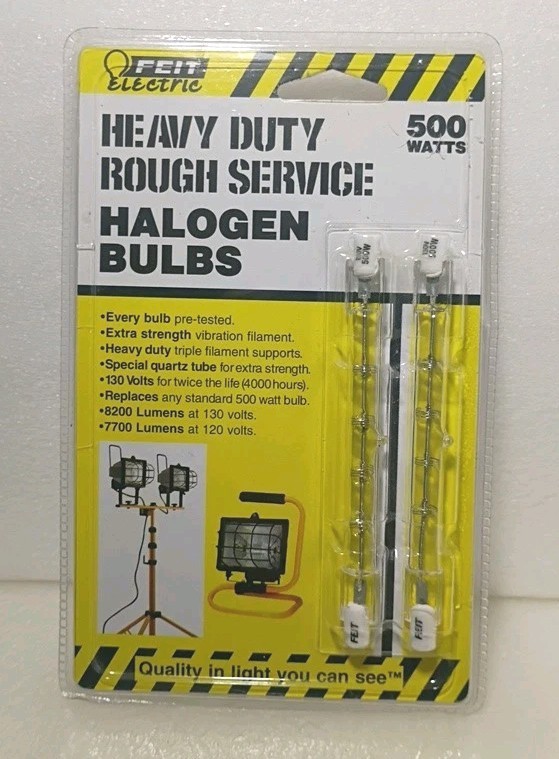 Feit Electric ~500Watts Heavy Duty Rough Service Halogen Bulbs ~4000hrs ~2 Pack gallery