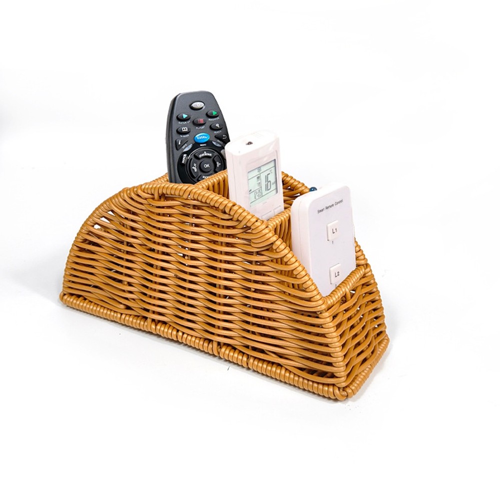 Handwoven Remote Control Holder Basket Boho Desk Organizer O2V88414 gallery
