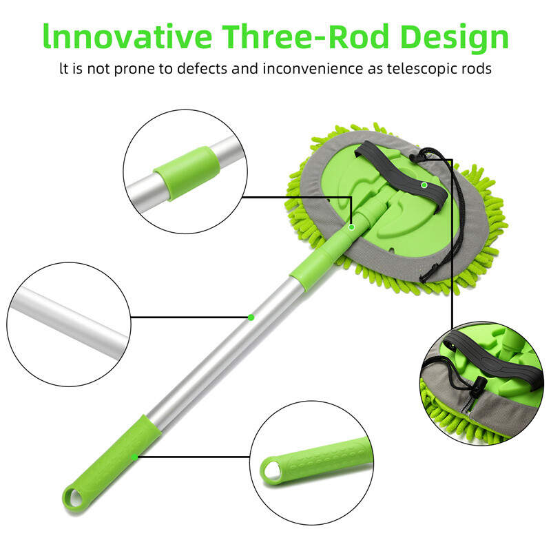 3 in 1 Chenille Microfiber Car Wash Brush Mop Mitt with 45" Aluminum Alloy Long gallery