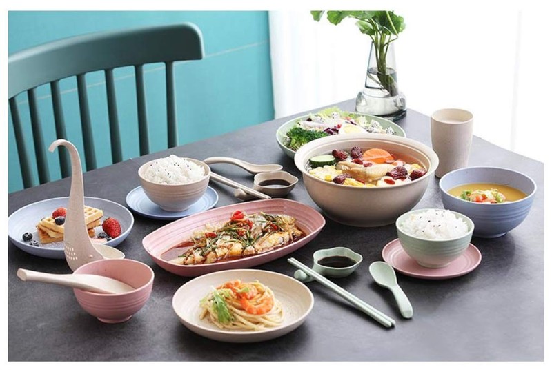 Lightweight Wheat Straw Plates - 4Pack Unbreakable Dishes and Plate Set, Dish... gallery