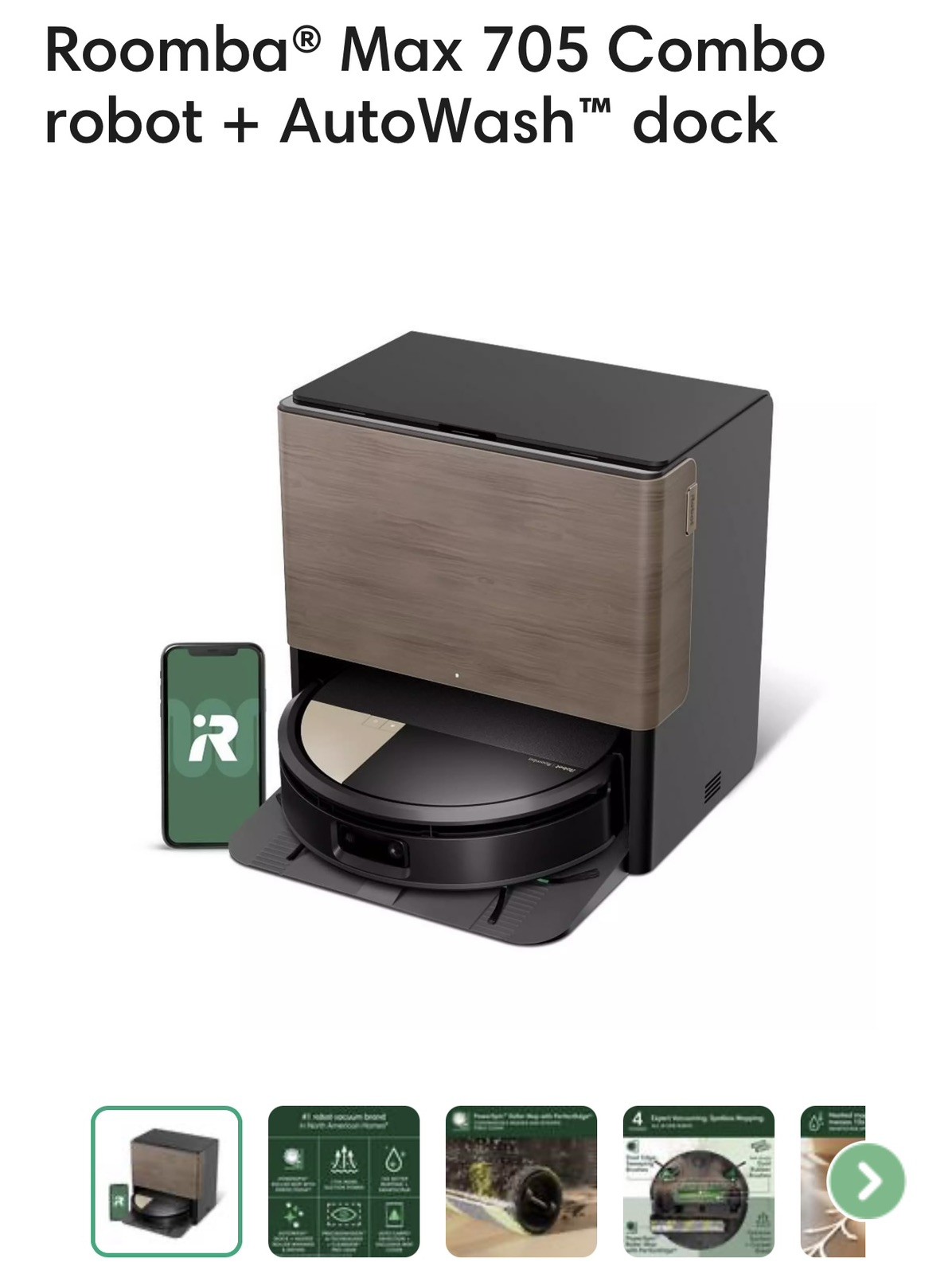 iRobot Roomba Max 705 Robotic Vacuum Pet Hair Removal with AutoWash Dock gallery