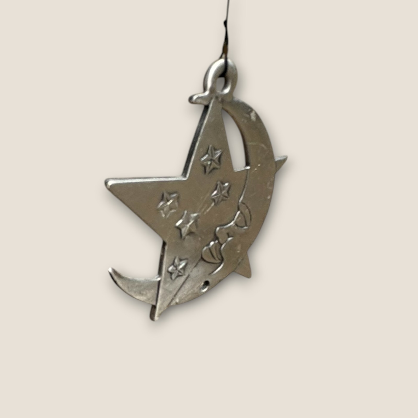 Celestial Sun Moon Star Wind Chime Suncatcher Mobile Silver Tone Metal Decor gallery