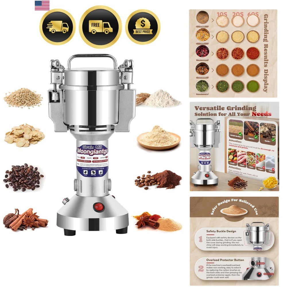 Grain Mill Grinder Electric 150g Commercial Spice Grinder 850W Stainless Stee...