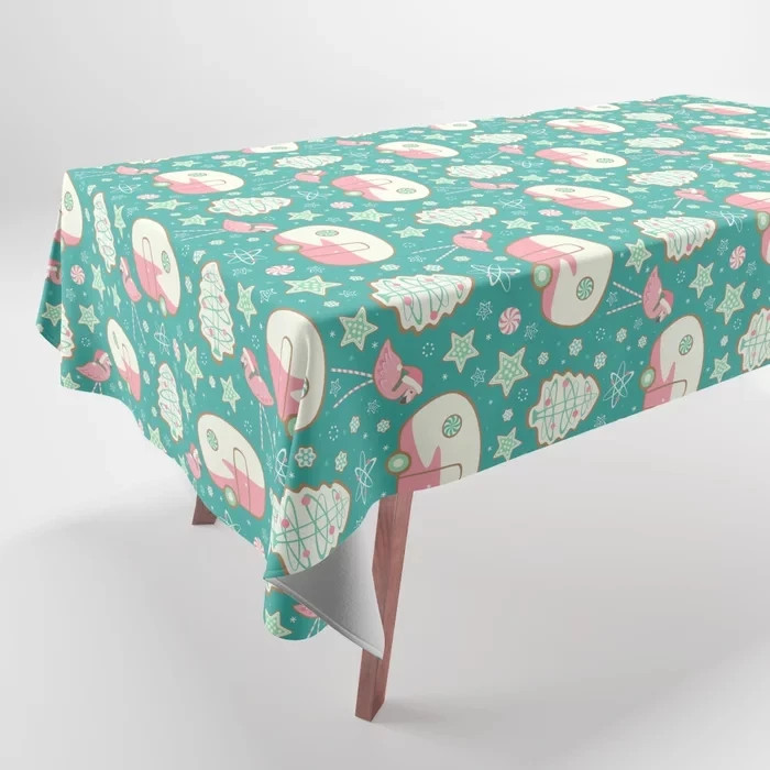 Simple Abstract Cute Cat Rocket Pattern Tablecloth Home Decor Rectangle Party gallery