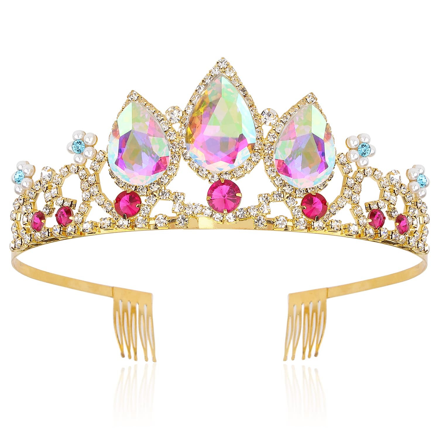 Velscrun Girls Rapunzel Crown, Princess Tiara Headband, 15*13*5CM, Multicolor gallery