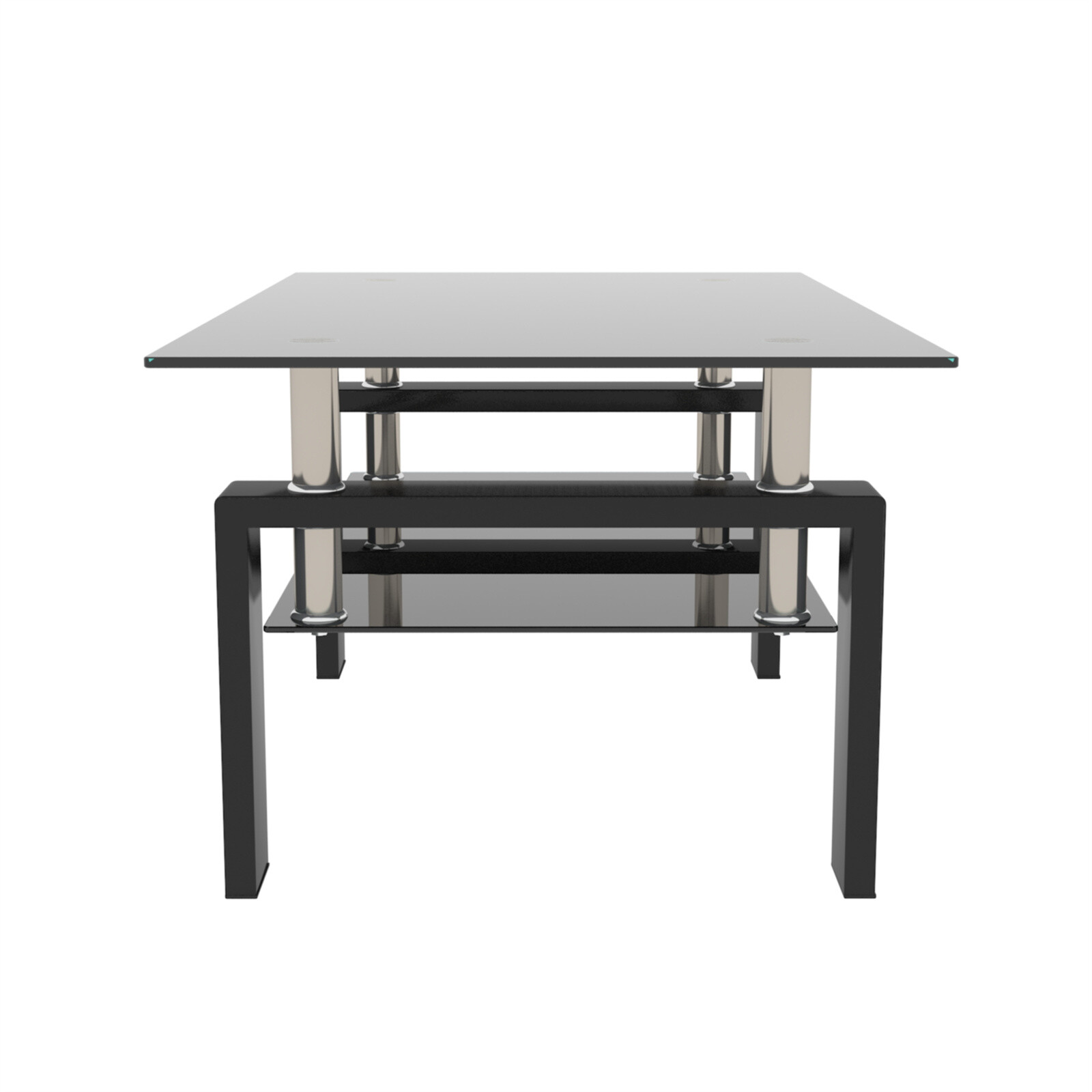Modern Rectangle Glass Coffee Table Side Center Table with Shelf for Living Room gallery
