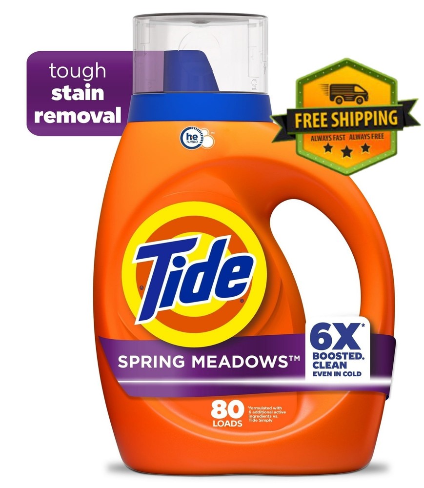 Tide Liquid Laundry Detergent Spring Meadow 80oz 64 Loads 6X Cleaning Power