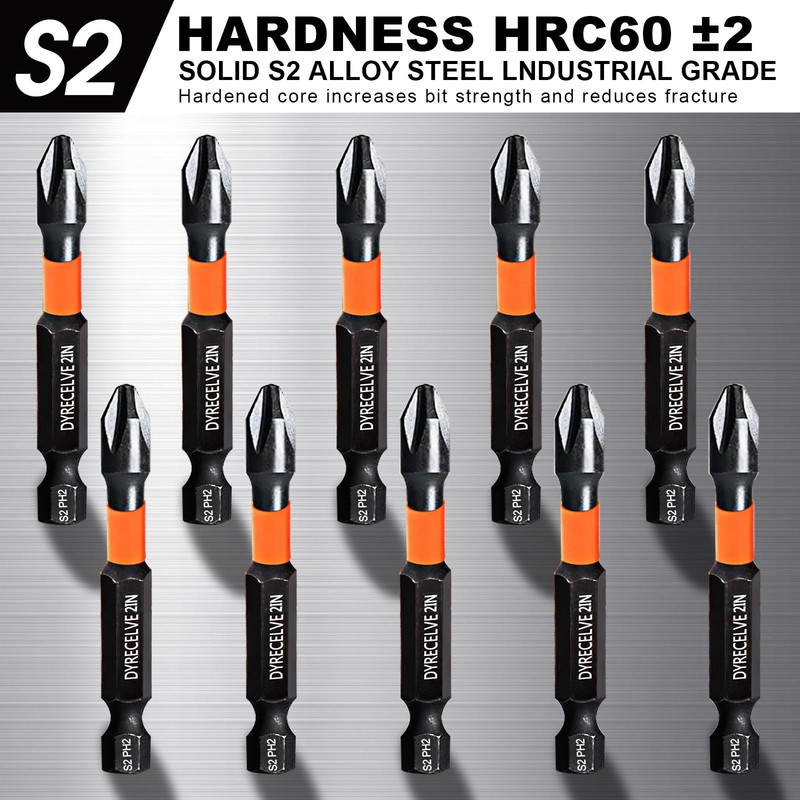 10-Pack Phillips Bits #2 Impact, 2-Inch Magnetic Phillips Head Drill & Screwdriv gallery