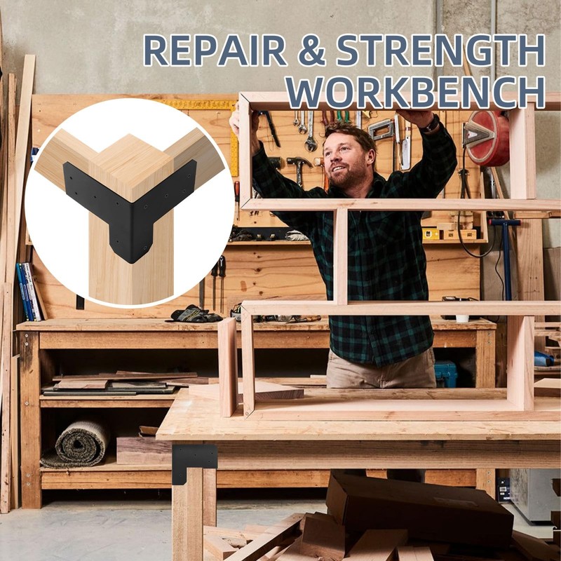 4 PCS Workbench Brackets Kit 3-Way Workbench Corner Brackets Fits 4x4 2x4 Woo... gallery