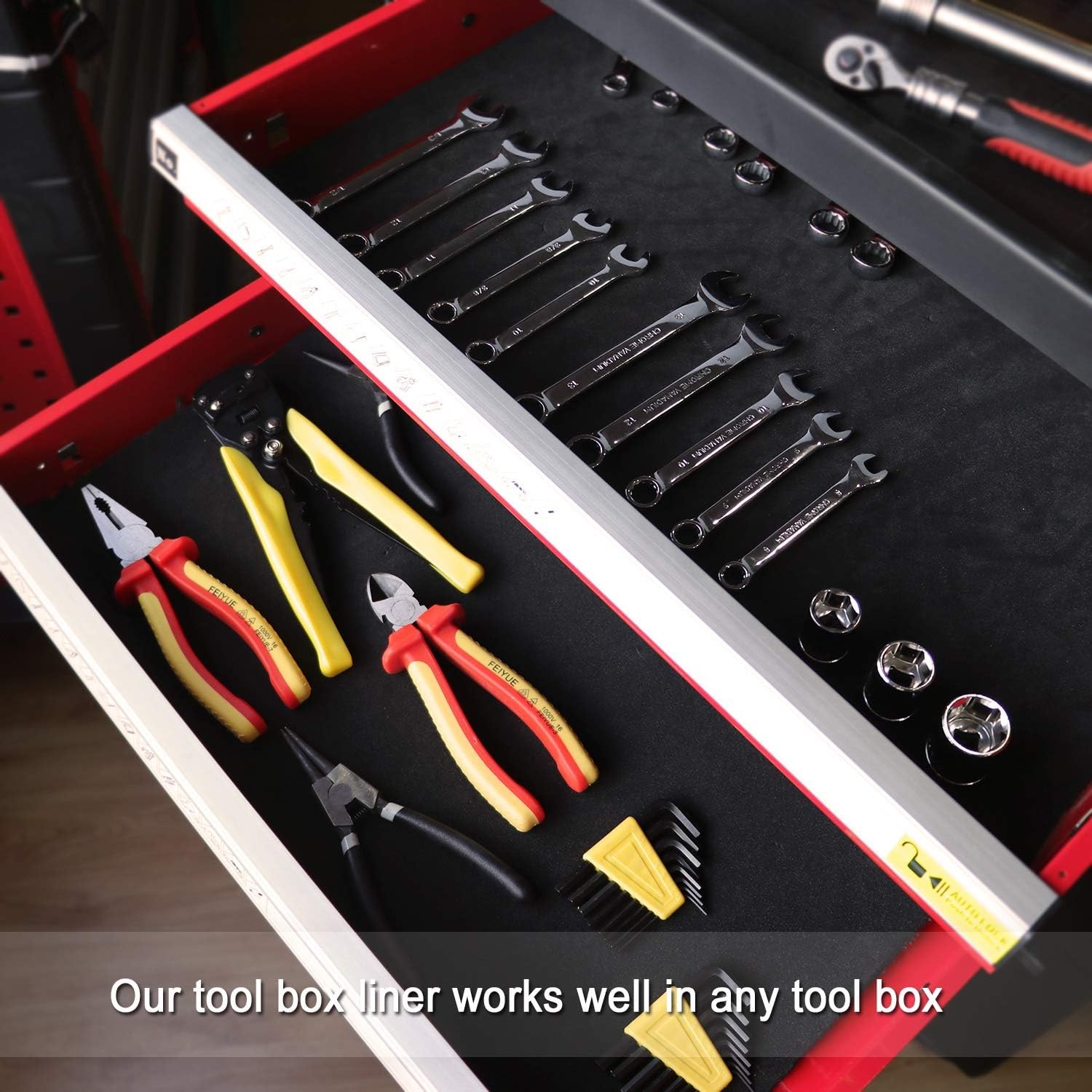 Tool Box Drawer Liner Non Slip Foam Rubber Mat Roll 16in x 6ft Black Cuttable gallery