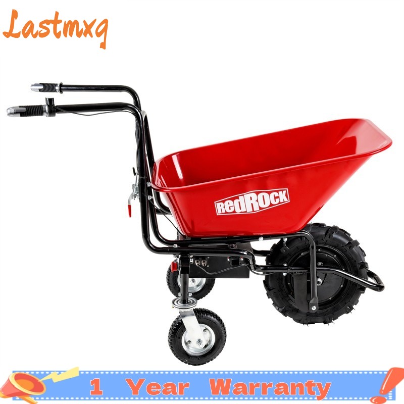 24V 500W Red Brushless Electric Wheelbarrow 2x12V 12Ah 78L Garden Cart 330 lb gallery