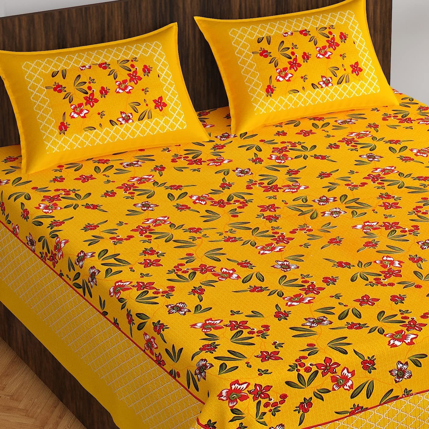 Cotton Double Size Bedsheet with 2 Pillow Covers IB 114 gallery