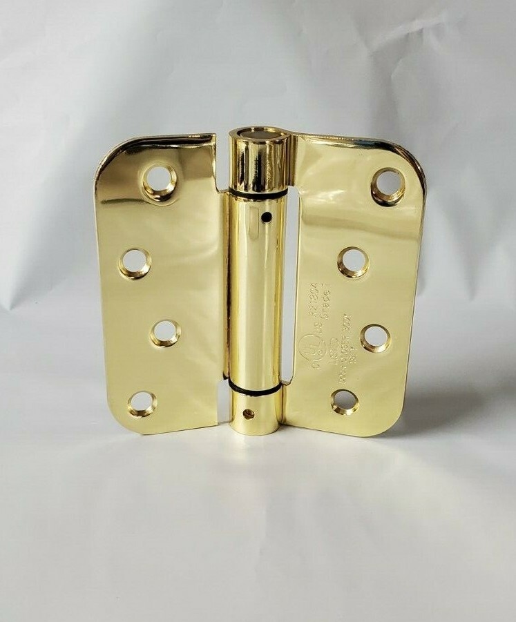 Adjustable Spring Door Hinge Polished Brass, Lot of 2, Self closing hinges gallery