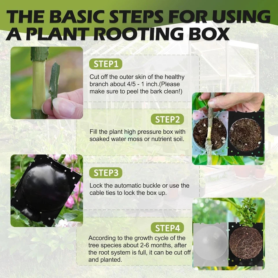 Tree Root Growing Box, Air Layering Pods Propagation Kit, Reusable Half Transpar gallery