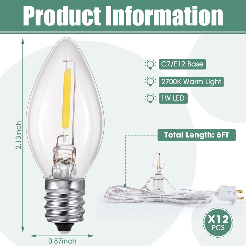 Accessory Cord Kit – 24-Pack 6 Ft LED Light Bulb Warm Light Cord Set White gallery