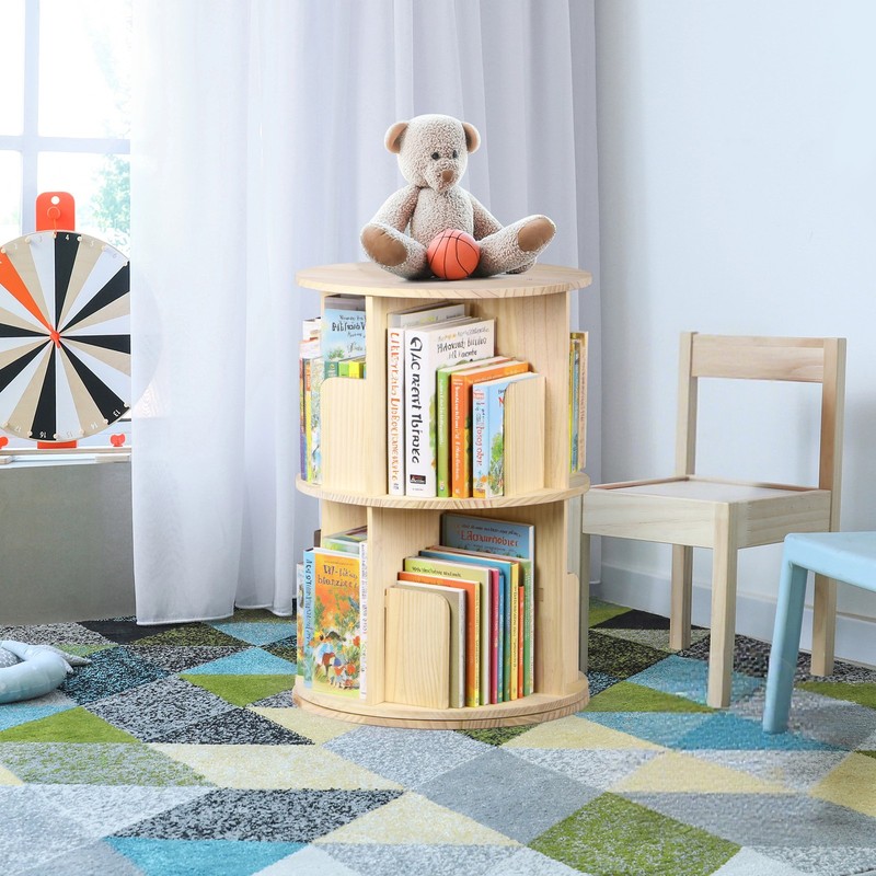 360° Revolving Bookcase Rotating Stackable Shelves Floor-Standing Storage Rack gallery