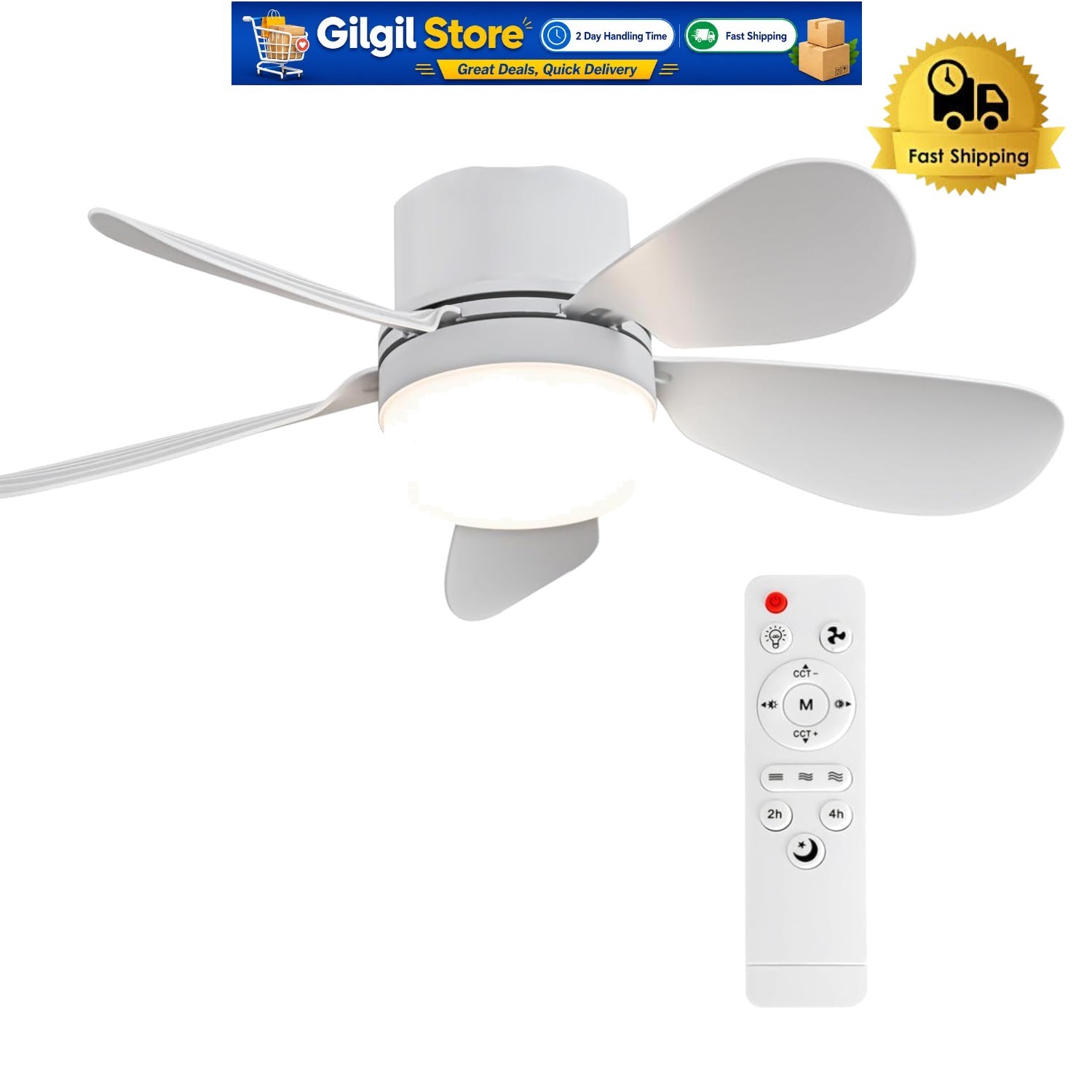 Sleek Dimmable Ceiling Fan Light with Remote Control - 85V-265V Compatibility gallery