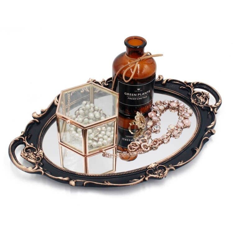 Vintage Mirror Small Wall Mirror Hanging Mirror 14.5 x 10 inchs Oval Brown gallery