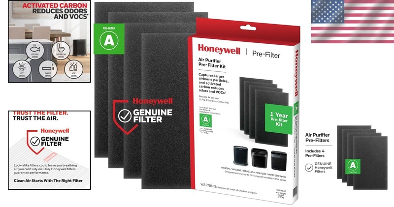 Pre Filter Air Purifier Replacement 4 Count Pack 0.3 Micron Particle Filtration gallery