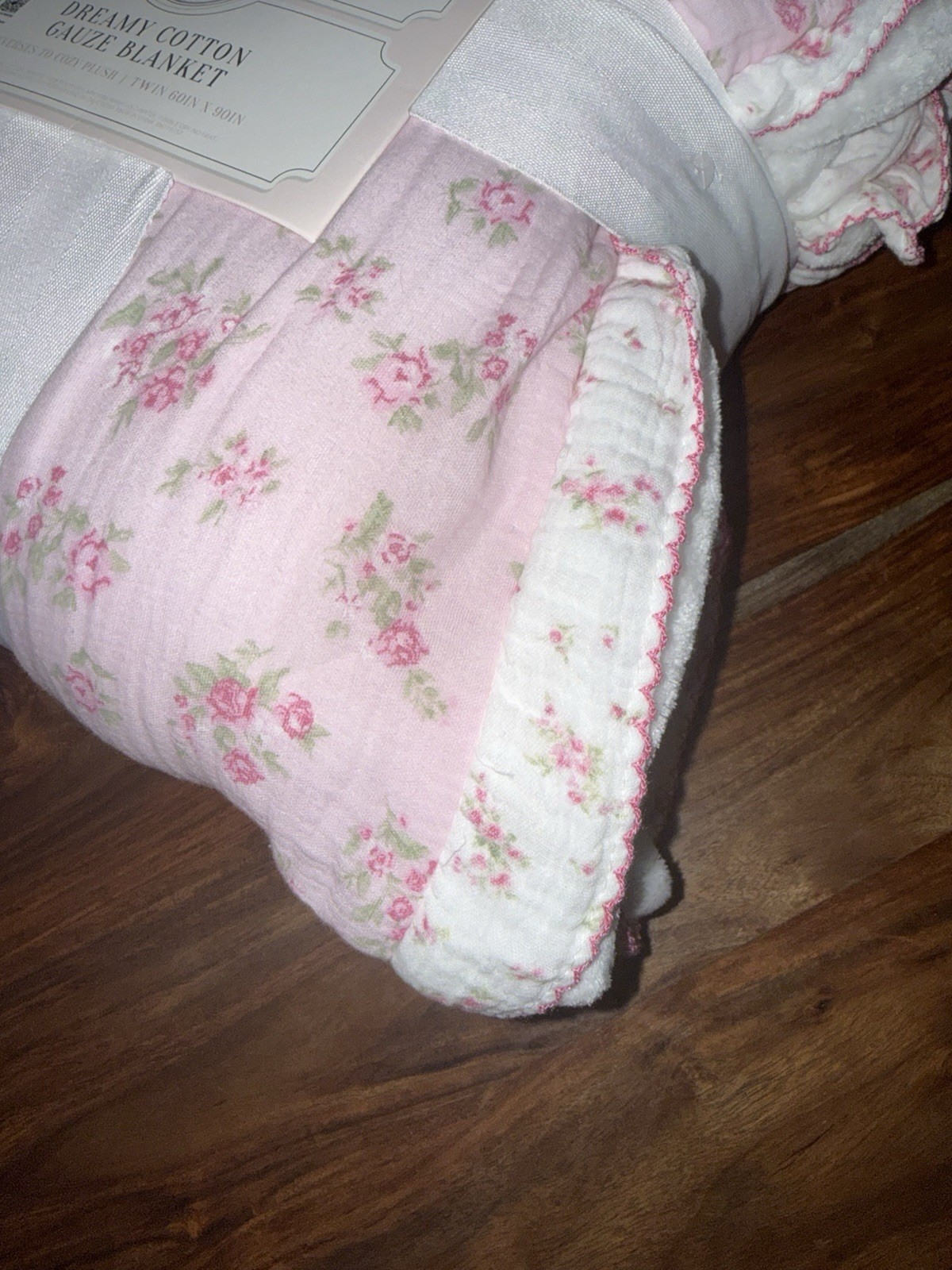 Delphine Cotton Gauze Ruffle Twin Blanket 60x90 Reverse to Plush Shabby Chic gallery