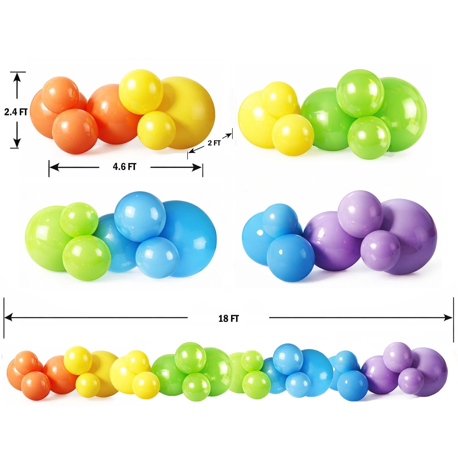 PartyAire 18' Reusable PVC Balloon Arch, 28 pc_Rainbow SAMEDAYSHIP!! gallery