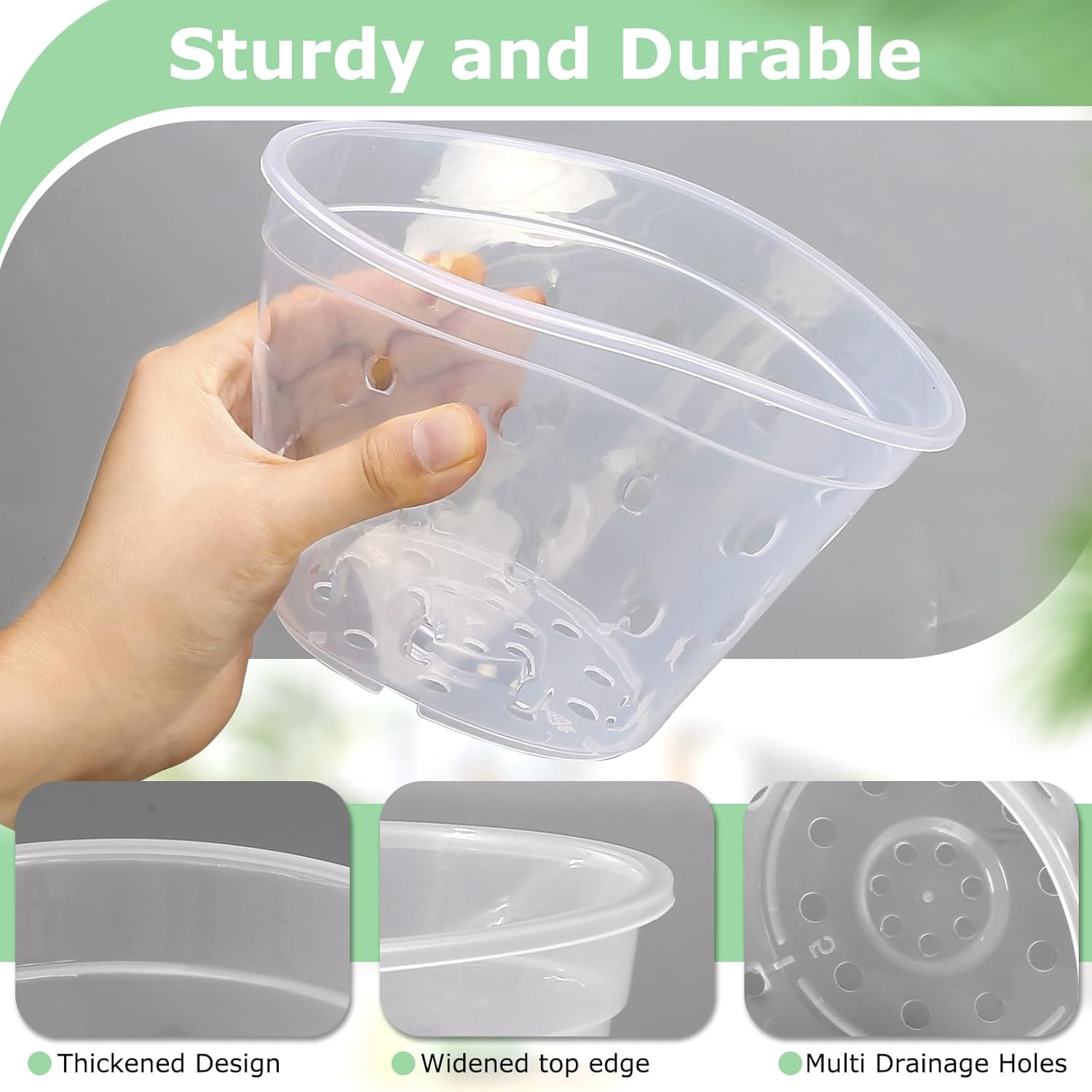 Orchid Pot, 8 Pack 4 Inch Orchid Pots with Holes and Saucers,Clear Plastic Flowe gallery