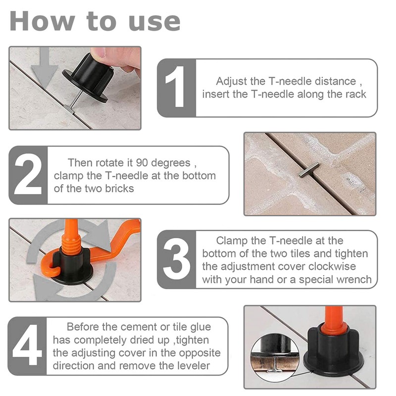 Reusable Anti-Lippage Tile Leveling System Positioning T-lock Floor Tool 50/200x gallery