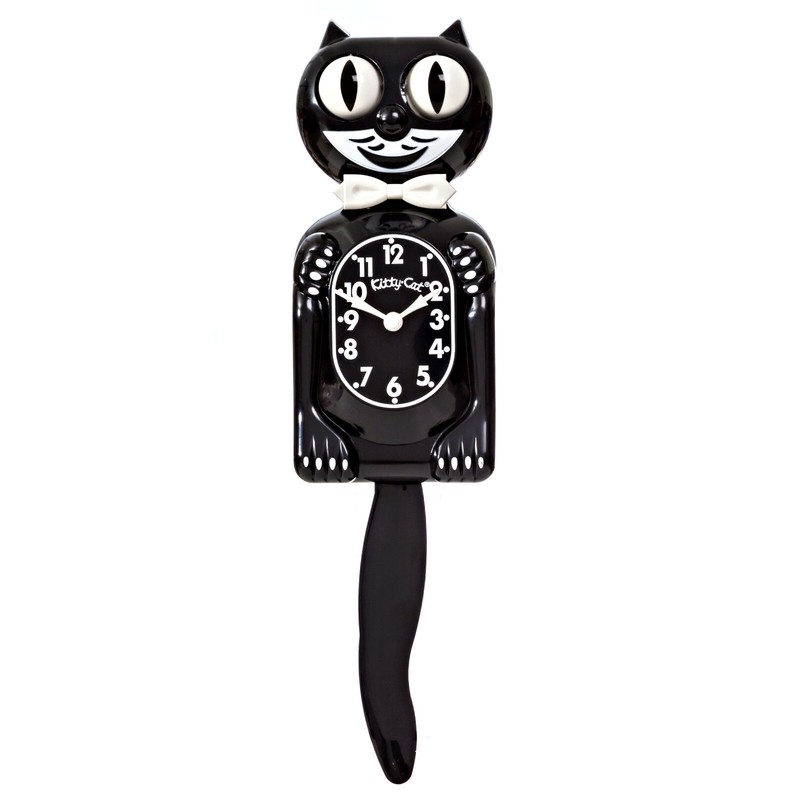 BLACK KITTY CAT CLOCK (3/4 Size) 12.75" Free Battery MADE IN USA Kit-Cat Klock gallery