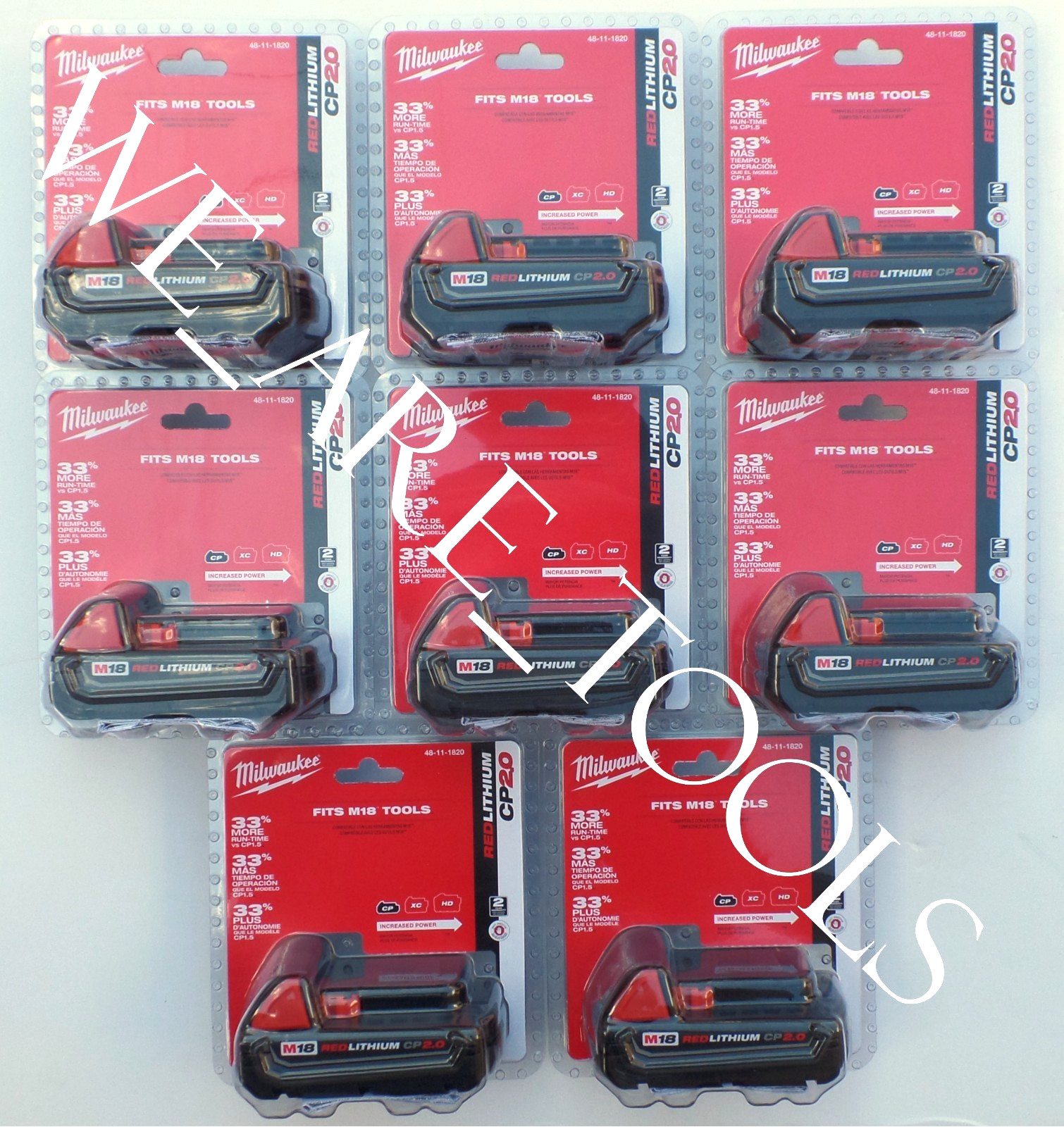 (8) New GENUINE In Package Milwaukee Batteries 48-11-1820 2.0 AH M18 18 Volt 18V gallery