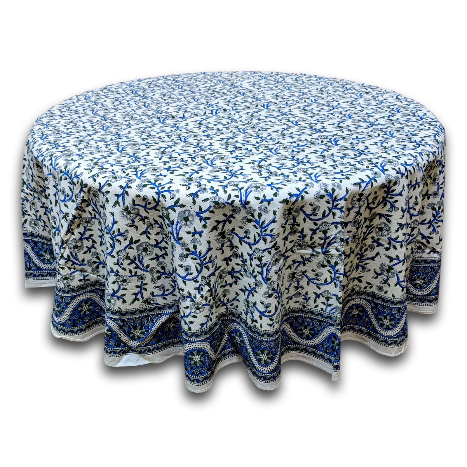 India Arts Hand Block Print Floral Tablecloth Round Cotton Table Linen Beach She gallery