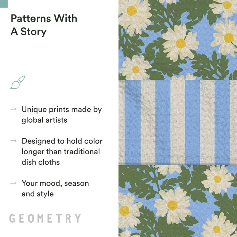 GEOMETRY Kitchen Dish Cloths - Spring & Summer 10" x (3 Pack), Daisy Sky gallery