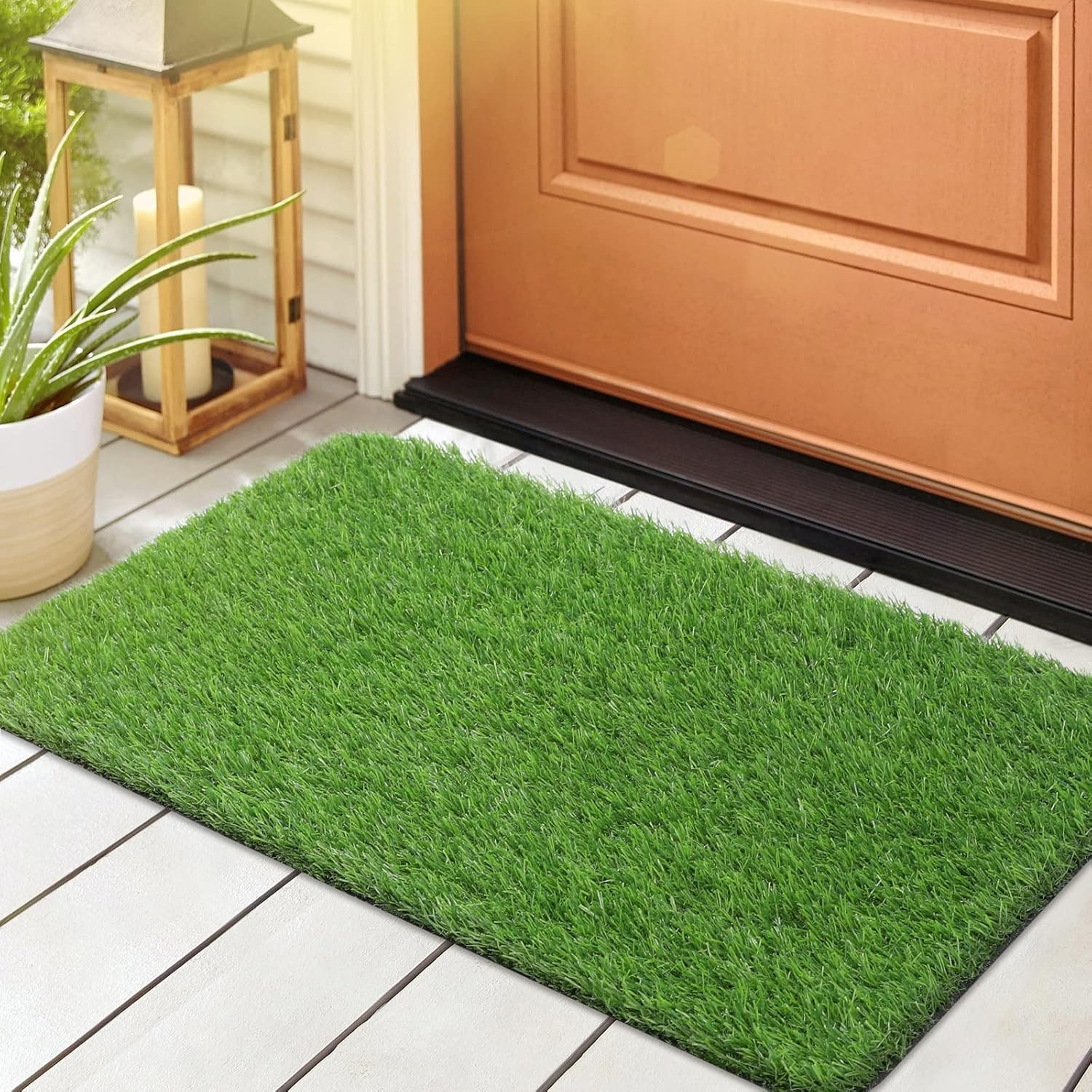 Artificial Grass Door Mat, 32X20 Inches Outdoor Rug Synthetic Fake Dog Grass Mat gallery