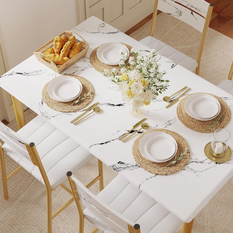 Dining Table Set for 4 Wood Kitchen Table Upholstered Chairs for Kitchen &Dining gallery