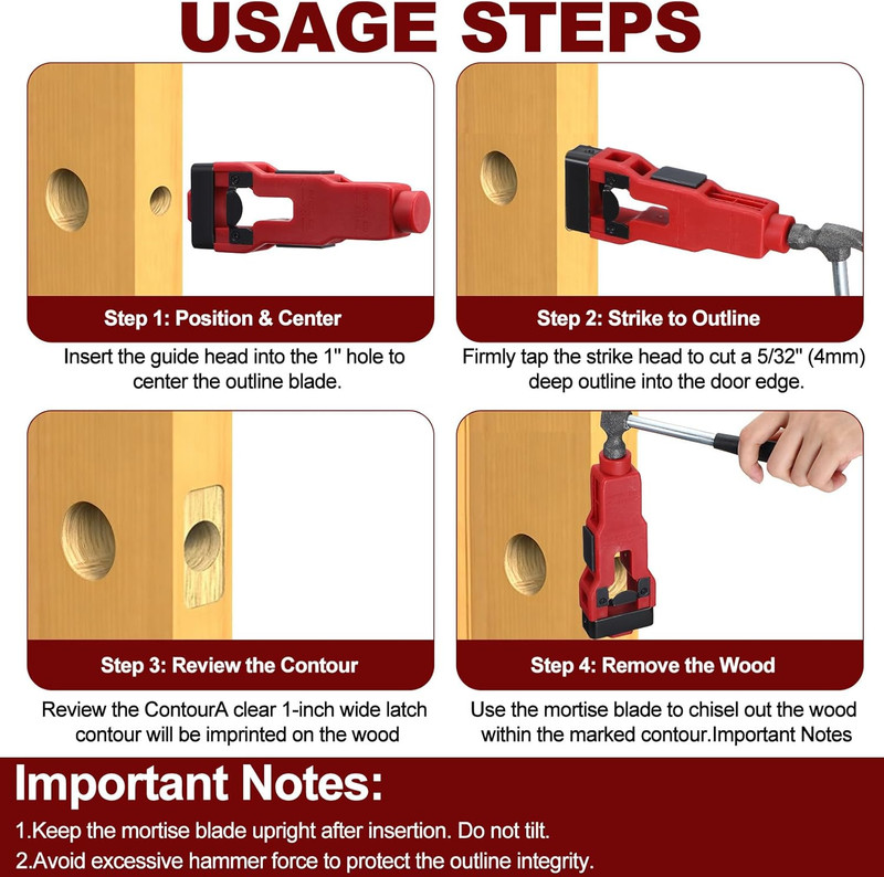 Door Latch Mortise Tool Installation Kit Precision Scoring Chiseling Fits for... gallery