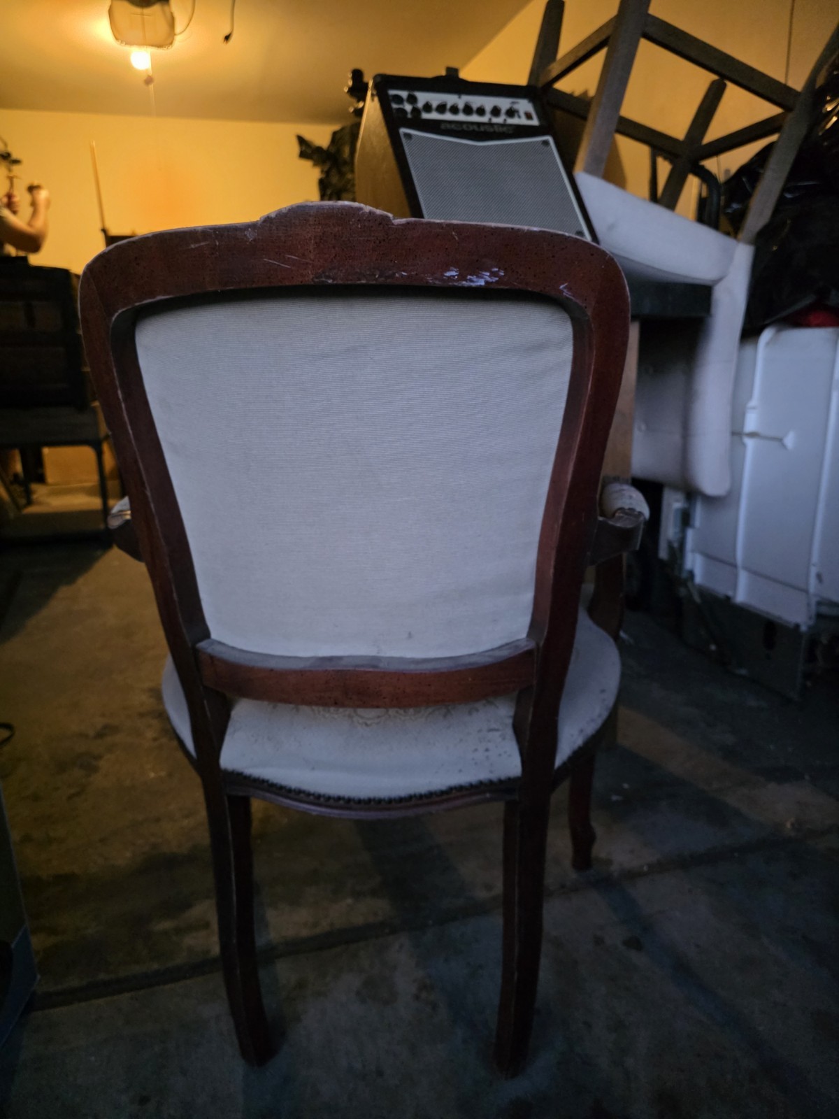 Vintage French Style Upholstered Accent Chair with Carved Wood Frame gallery