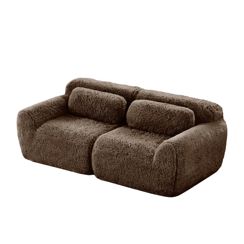 High-Density Sponge Modular Sofa, 2-Seater with Plush Fabric, Non-Slip Base, gallery