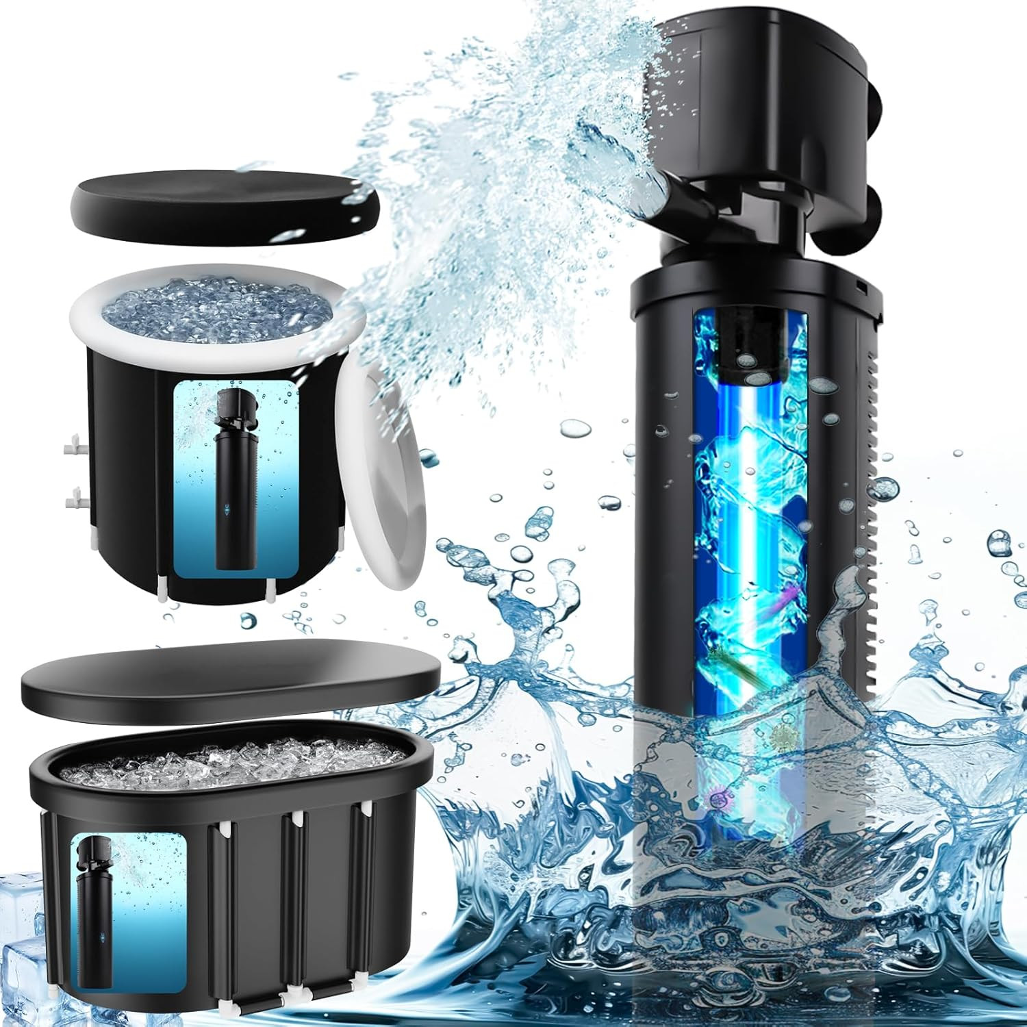 600GPH Cold Plunge Filter for 300-1000 Gal U-V Sanitation, Cold Pod Ice Bath Tub gallery