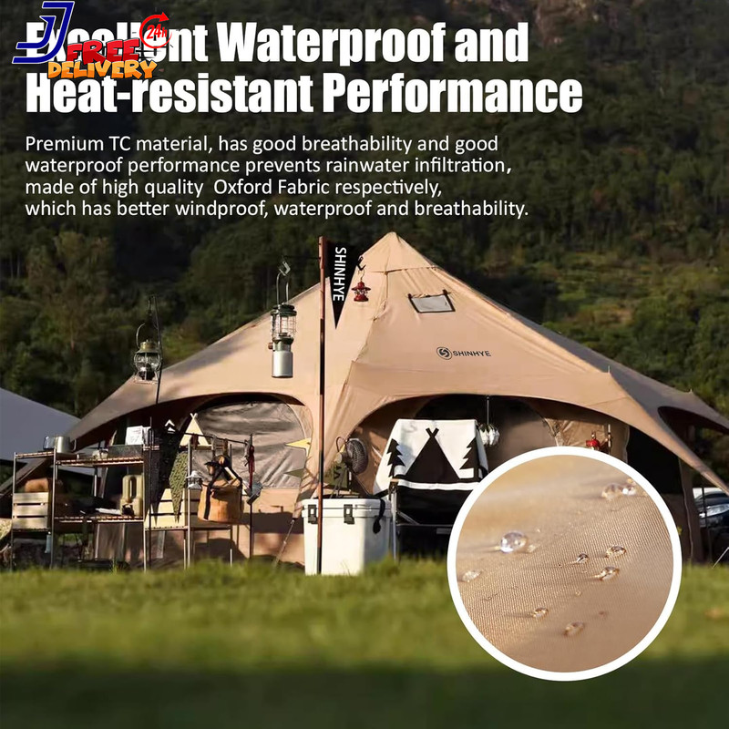 16.4Ft Bell Tent for Glamping & Camping Waterproof Canvas with Stove Jack Remova gallery