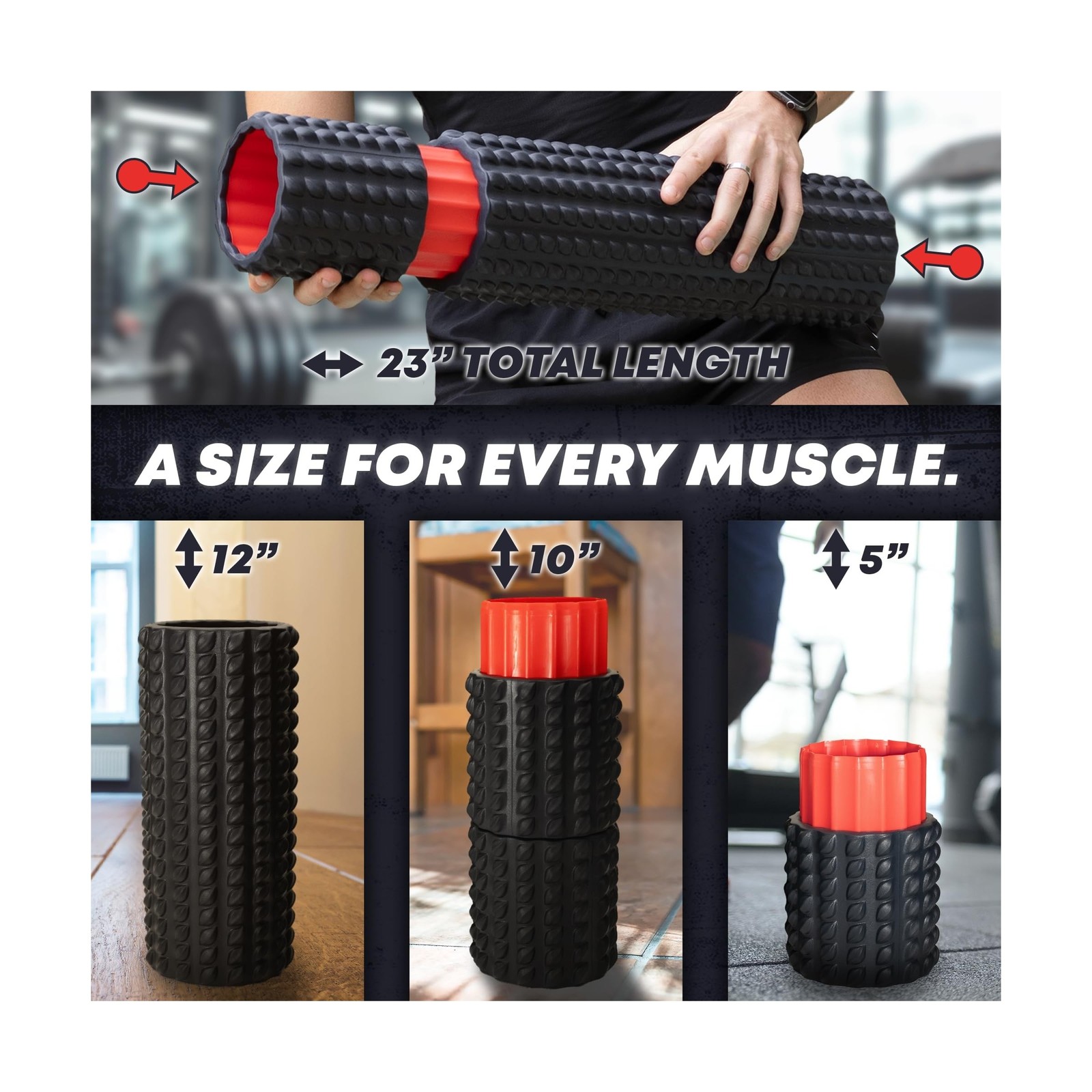 5-in-1 Long Foam Roller, 23" Long Back Roller for Physical Therapy with 5 Dif... gallery