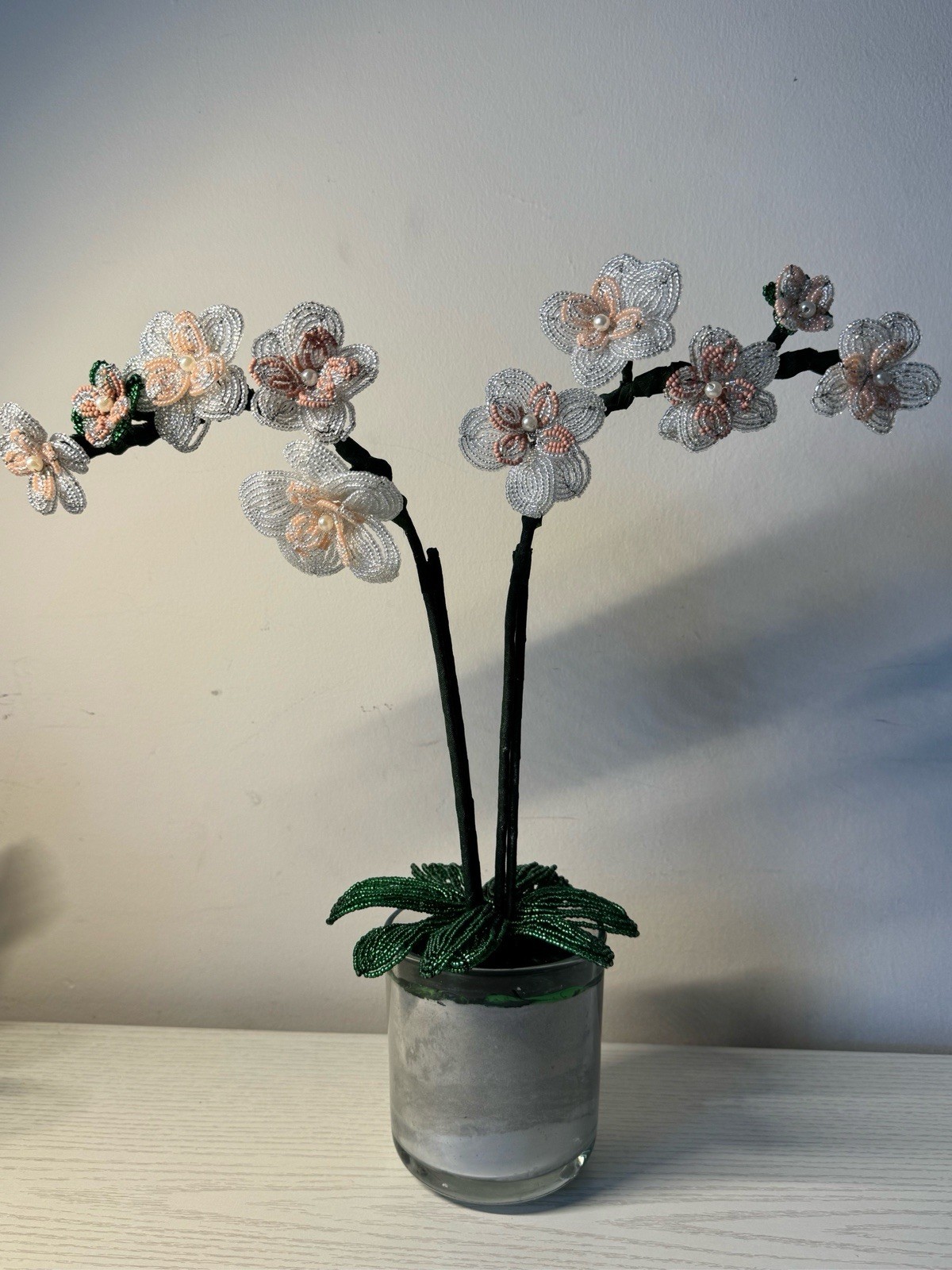 Beaded Orchid Flowers Home Decor Table Decor Handmade Vintage gallery