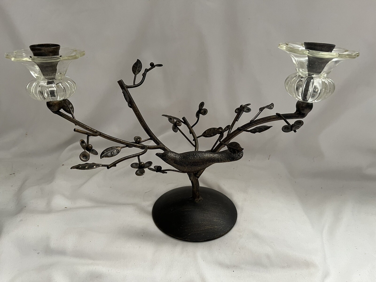 Metal Candelabra: Bird & Flower Design: French Market Bronze Look 14"L x 9"H gallery