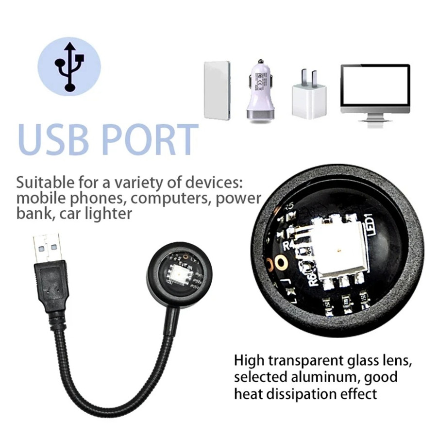 1pc USB LED Sunset Projector Lamp Plug Play Atmosphere Night Light Decor LED gallery