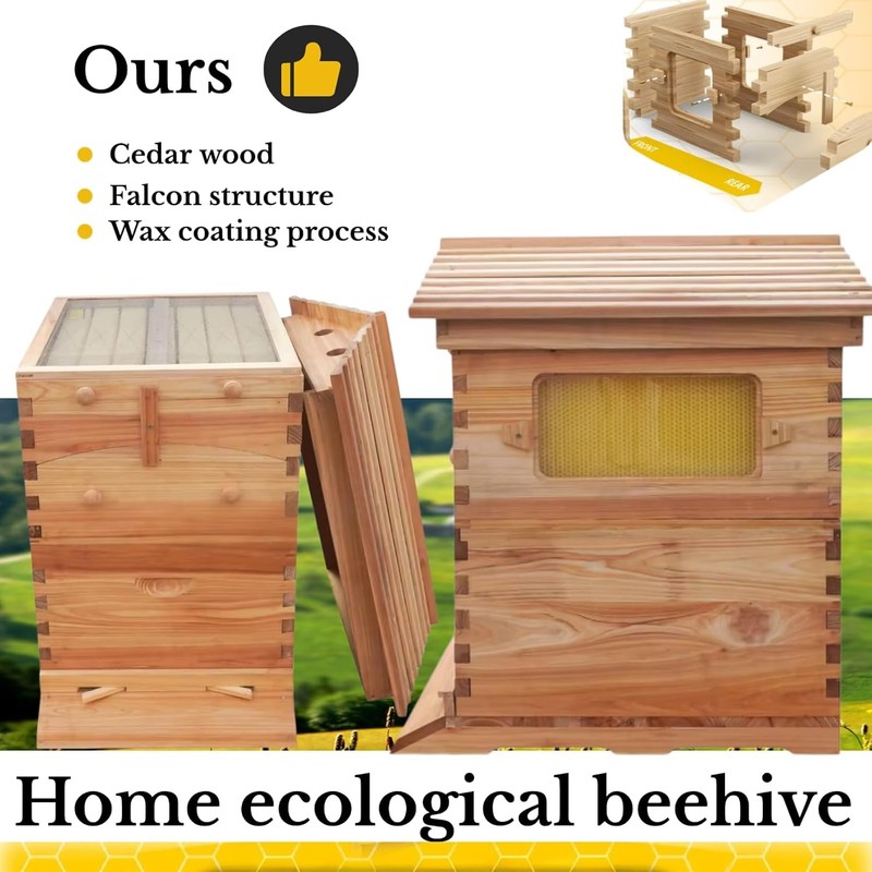 Automatic Beehive Starter Kit Cedarwood Beekeeping Box with 7pcs Auto Bee Frames gallery