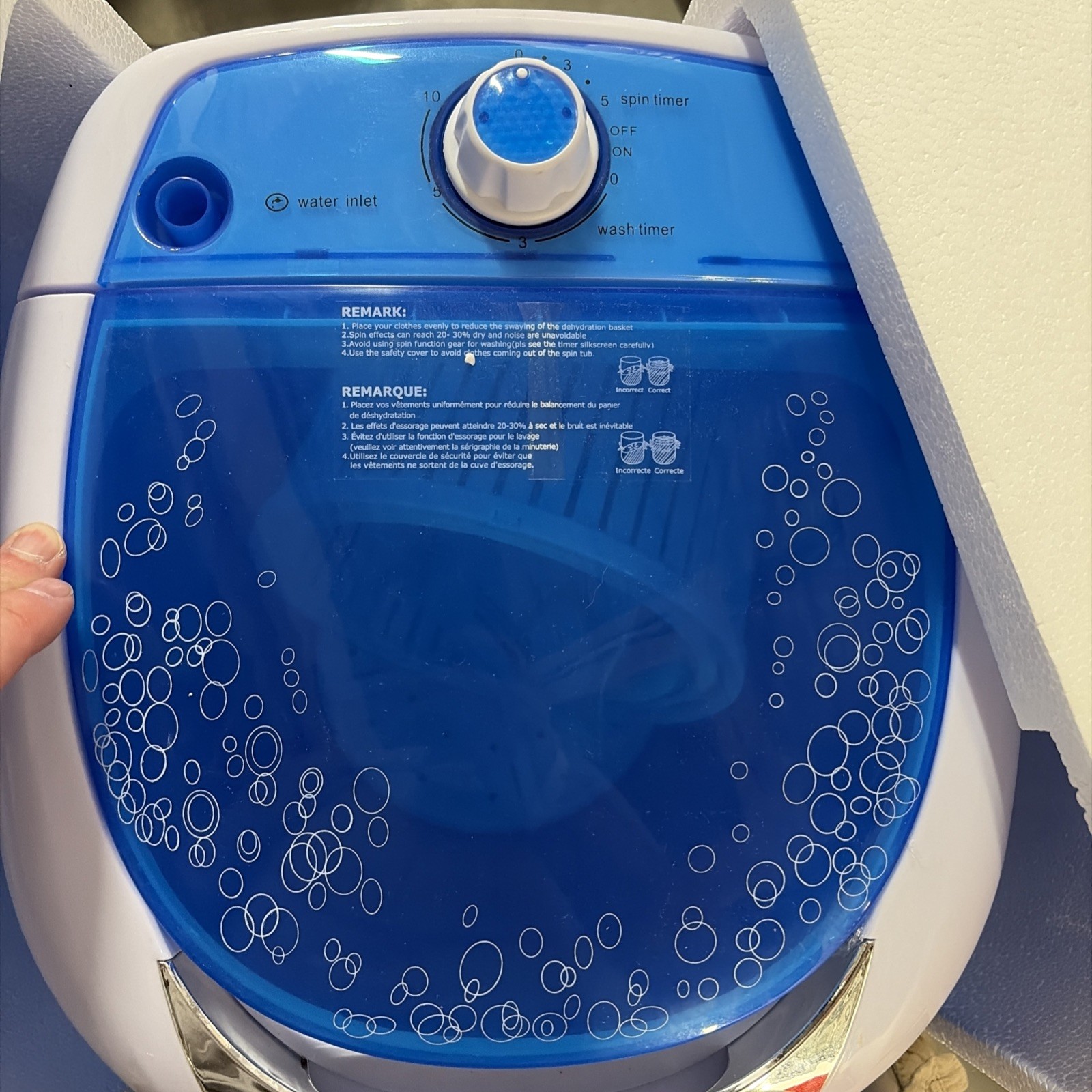 Portable Mini Washing Machine 5.5 lbs Compact Top Load Washer 170W New Blue Lid gallery