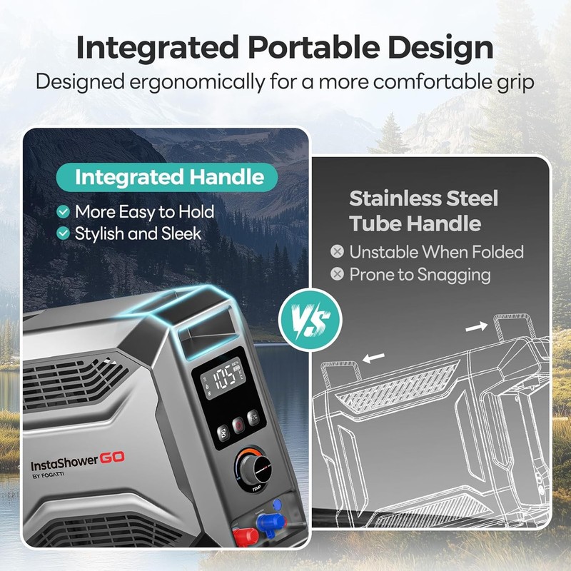 FOGATTI InstaShower GO Pro Portable Propane Water Heater, 22,000 BTU -Certified gallery