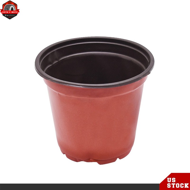 100 Pack High Quality Black Red Stackable Plastic Plant Flower Pot Nursery Pot gallery